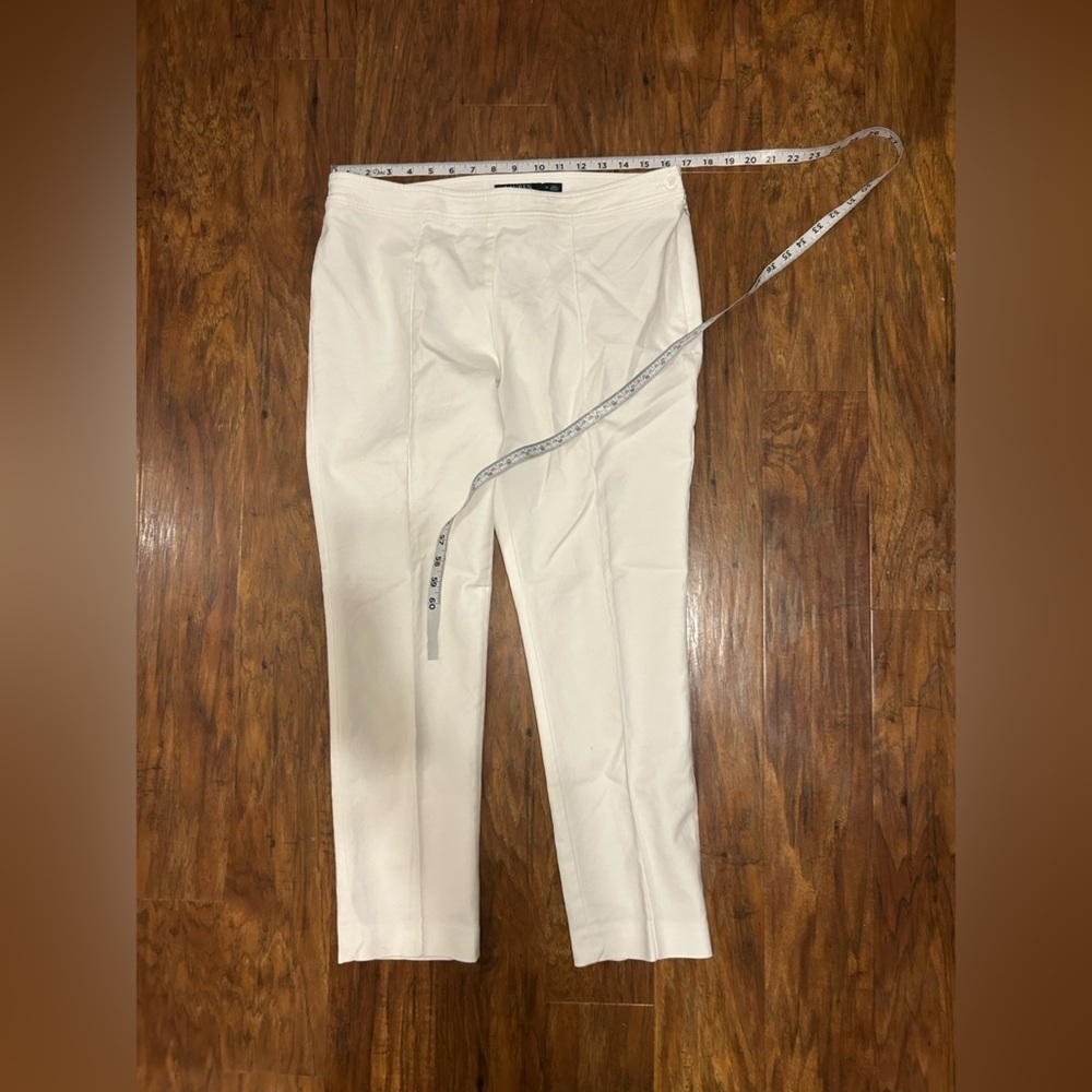 Women’s Cream Cropped Capri Ankle Pants Side Zip Closure 90s Minimalism Classy - Picture 9 of 10